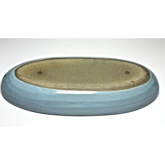 Japanese Arita-Yaki Arita Ware Tsukimi-Usagi Oblong Dish Rabbit Autumn Moon Blue - Picture 6 of 7